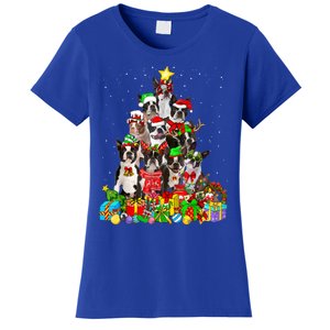 Funny Boston Terrier Dog Christmas Tree Lights Xmas Pajama Meaningful Gift Women's T-Shirt