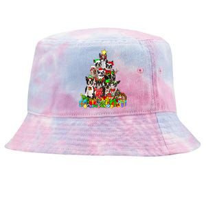 Funny Boston Terrier Dog Christmas Tree Lights Xmas Pajama Meaningful Gift Tie-Dyed Bucket Hat