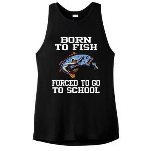 Funny Born To Fish Forced To Go To School Fishing Gift Ladies PosiCharge Tri-Blend Wicking Tank