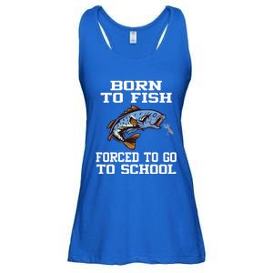 Funny Born To Fish Forced To Go To School Fishing Gift Ladies Essential Flowy Tank