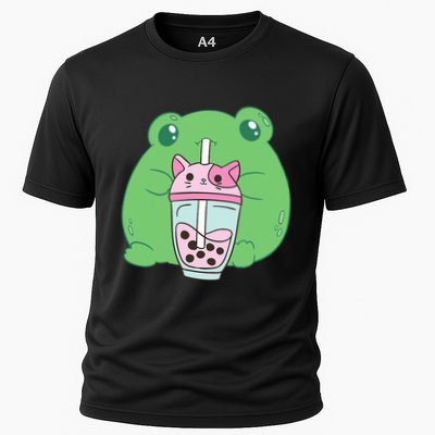 Frog Boba Tea Bubble Cat Cottagecore Frog Aesthetic Performance Shirt