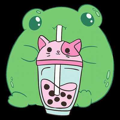 Frog Boba Tea Bubble Cat Cottagecore Frog Aesthetic T-Shirt