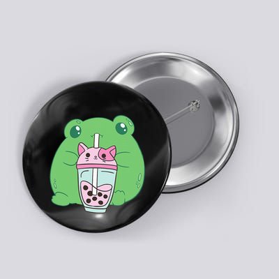 Frog Boba Tea Bubble Cat Cottagecore Frog Aesthetic Button