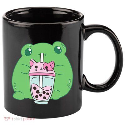 Frog Boba Tea Bubble Cat Cottagecore Frog Aesthetic 11oz C Handle Ceramic Mug