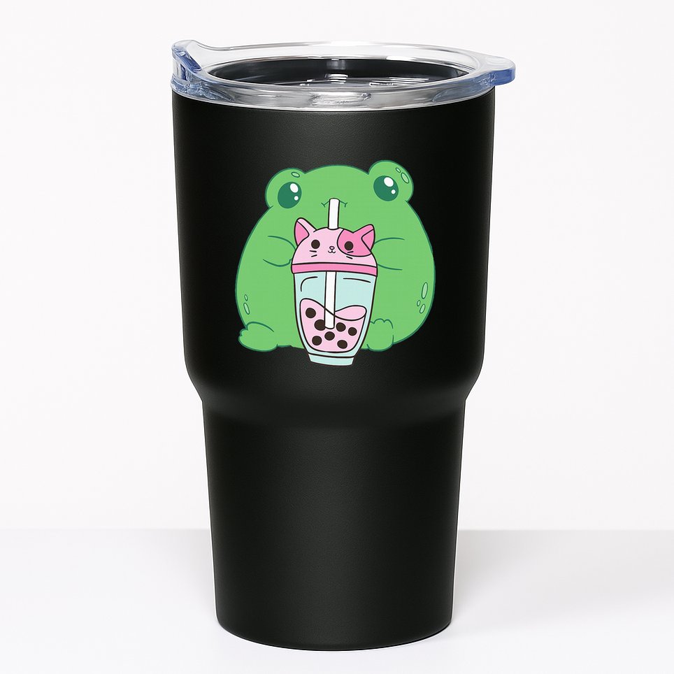 Frog Boba Tea Bubble Cat Cottagecore Frog Aesthetic Tumbler