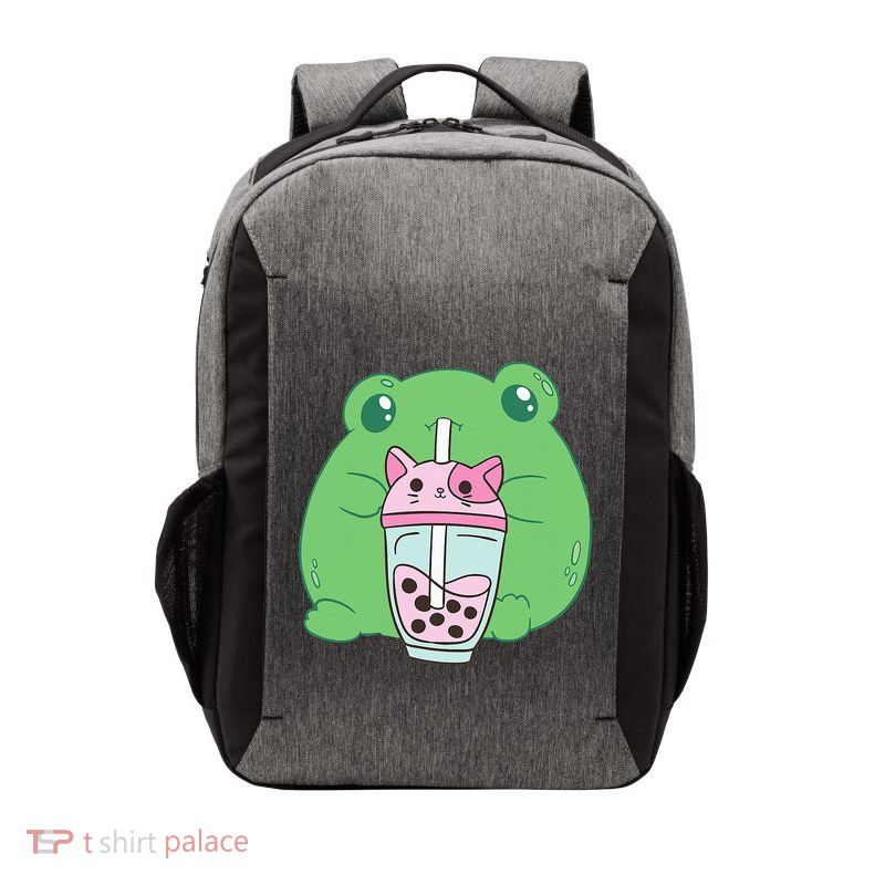 Frog Boba Tea Bubble Cat Cottagecore Frog Aesthetic Vector Backpack