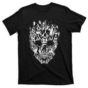 Funny Boston Terrier Skull Dog Skeleton Halloween T-Shirt