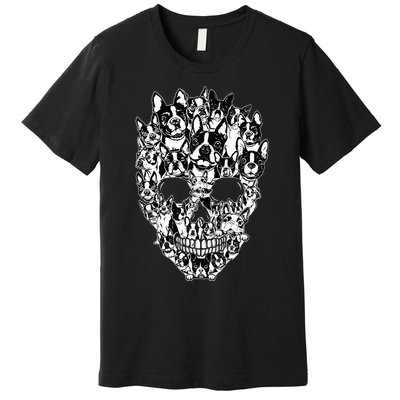 Funny Boston Terrier Skull Dog Skeleton Halloween Premium T-Shirt