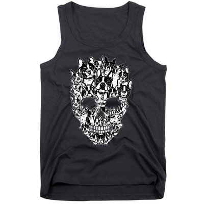 Funny Boston Terrier Skull Dog Skeleton Halloween Tank Top