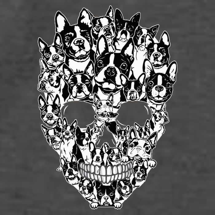 Funny Boston Terrier Skull Dog Skeleton Halloween Vector Backpack