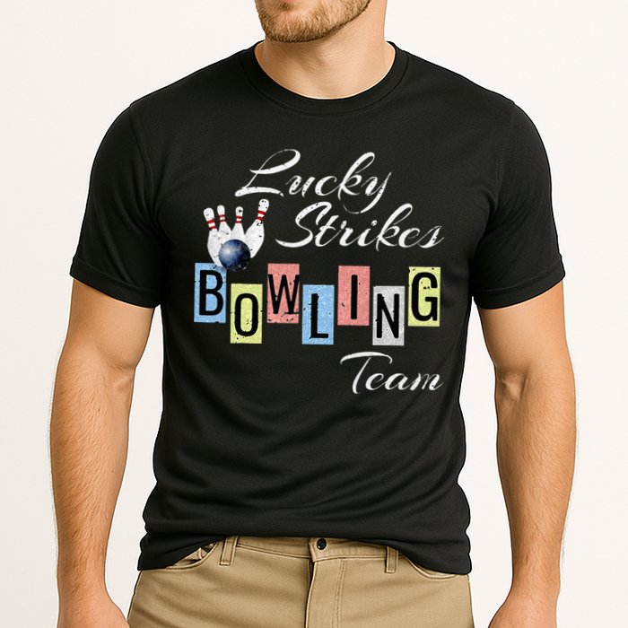 Funny Bowling Team Lucky Strikes Fun Bowler League Cooling Performance Crew T-Shirt