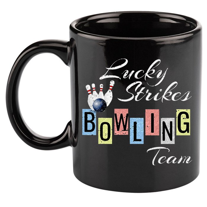 Funny Bowling Team Lucky Strikes Fun Bowler League 11oz C Handle Ceramic Mug