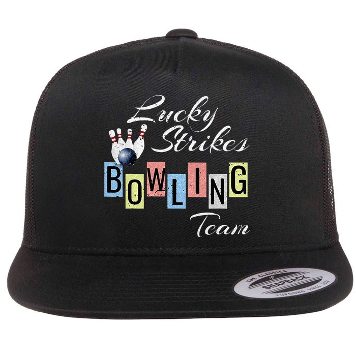 Funny Bowling Team Lucky Strikes Fun Bowler League Flat Bill Trucker Hat