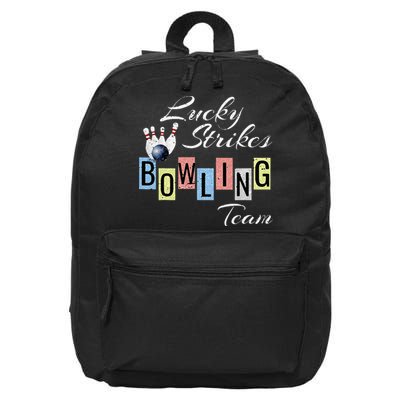 Funny Bowling Team Lucky Strikes Fun Bowler League 16 in Basic Backpack