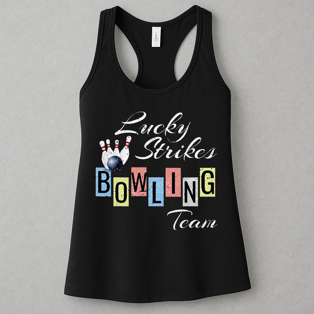 Funny Bowling Team Lucky Strikes Fun Bowler League Womens Tank Top