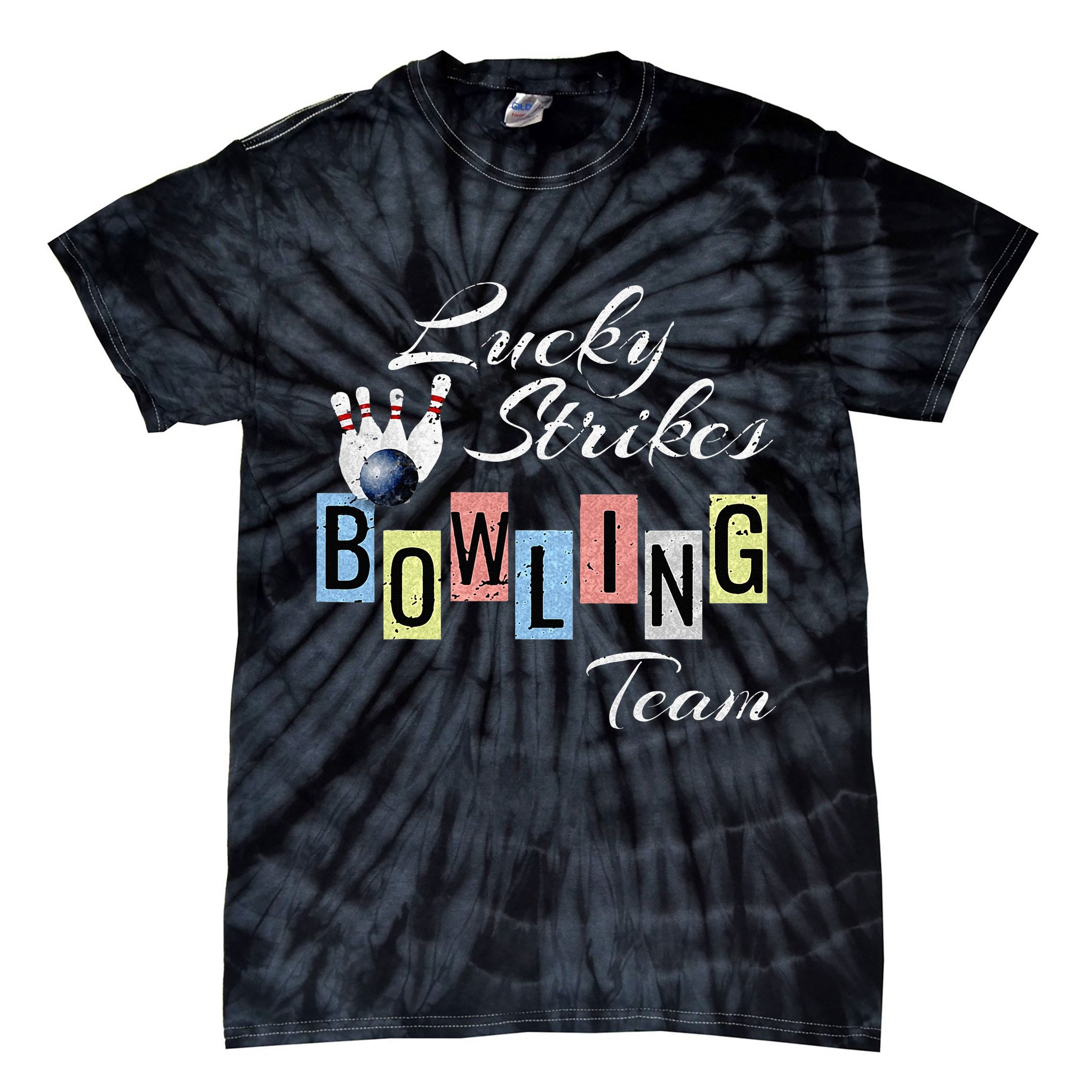 Funny Bowling Team Lucky Strikes Fun Bowler League Tie-Dye T-Shirt