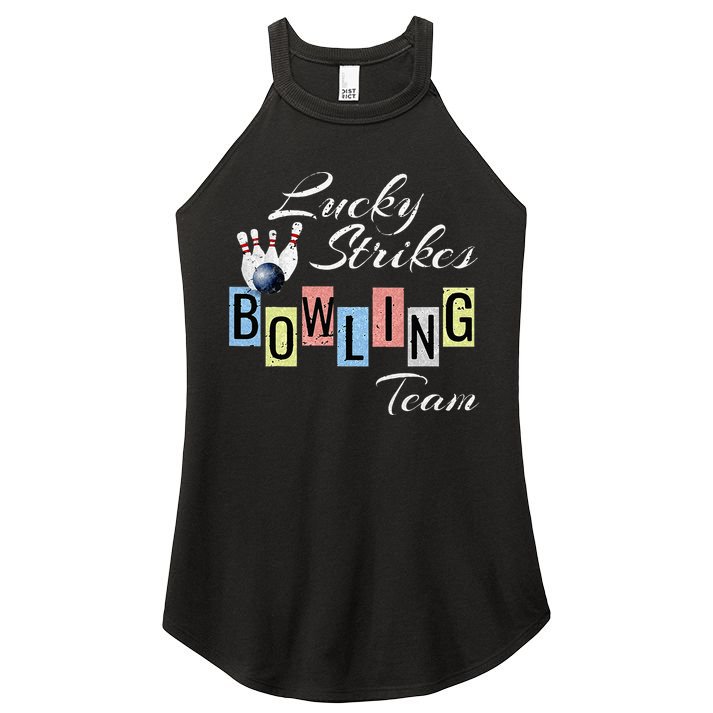 Funny Bowling Team Lucky Strikes Fun Bowler League Women's Perfect Tri Rocker Tank