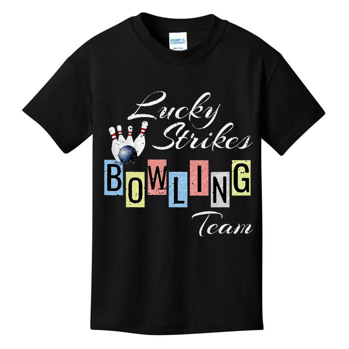 Funny Bowling Team Lucky Strikes Fun Bowler League Kids T-Shirt