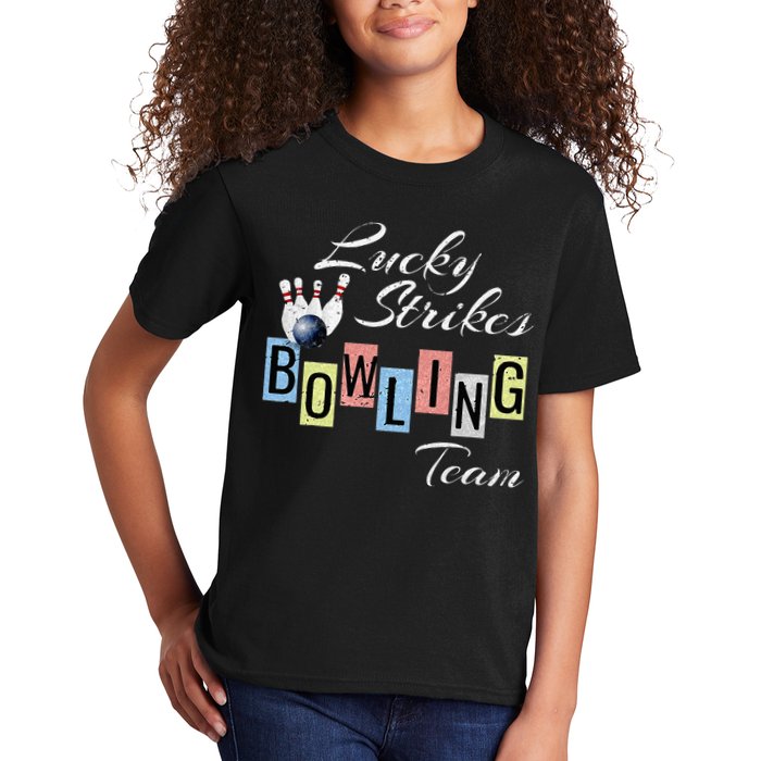 Funny Bowling Team Lucky Strikes Fun Bowler League Kids T-Shirt