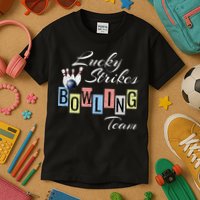Funny Bowling Team Lucky Strikes Fun Bowler League Kids T-Shirt