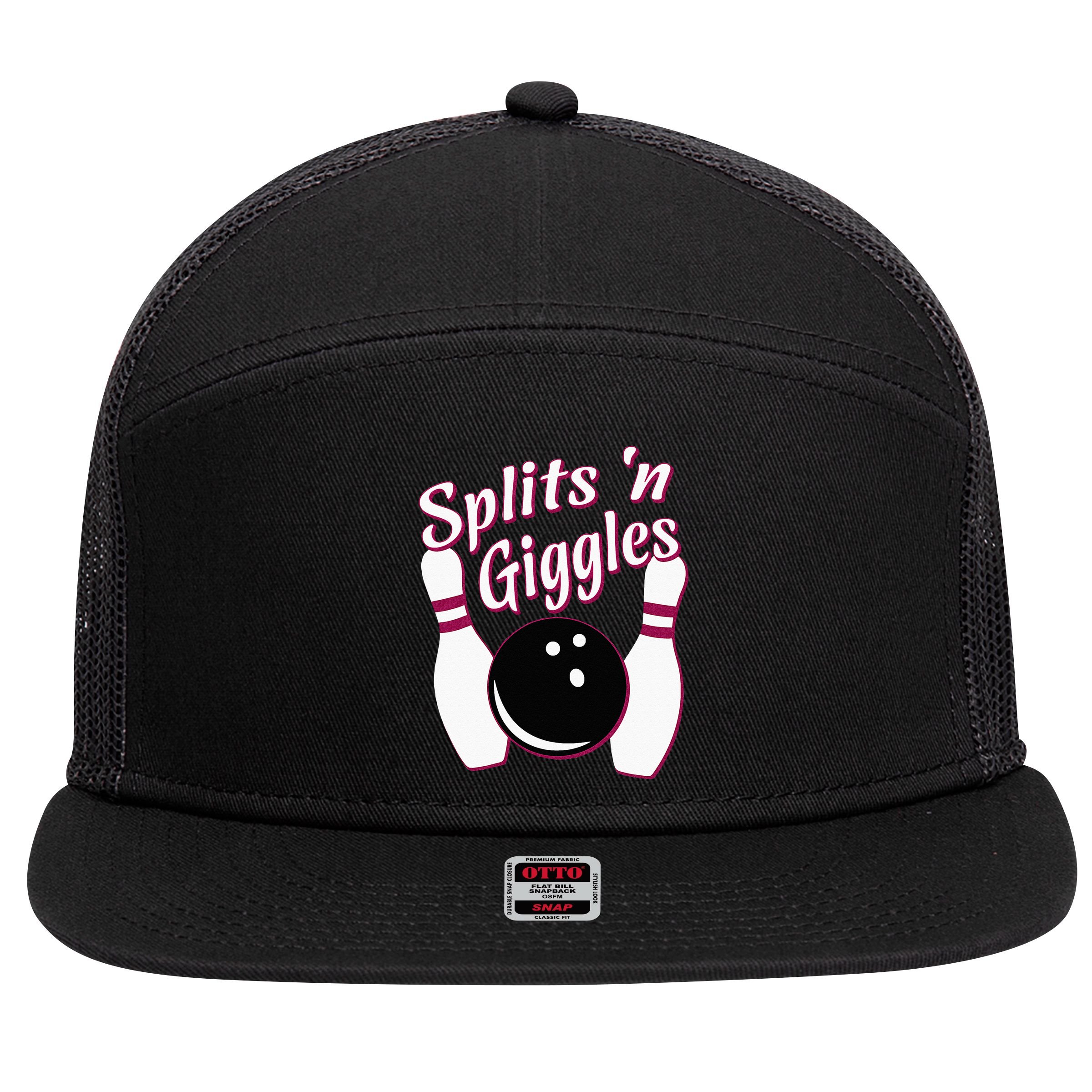 Funny Bowling Team Splits N Giggles 7 Panel Mesh Trucker Snapback Hat
