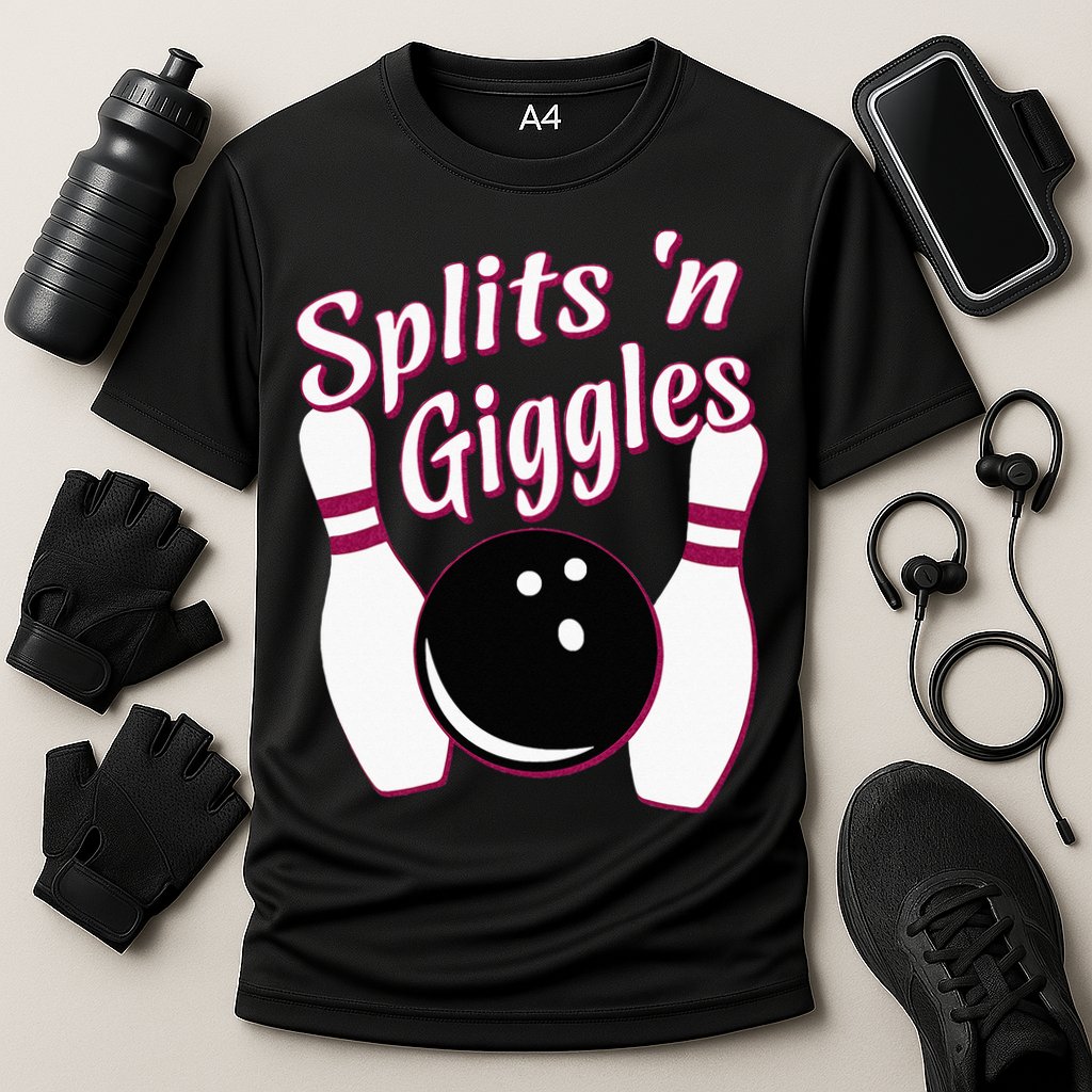 Funny Bowling Team Splits N Giggles Performance Shirt