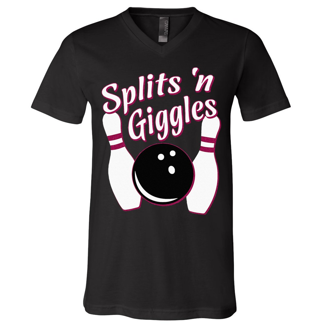 Funny Bowling Team Splits N Giggles V-Neck T-Shirt