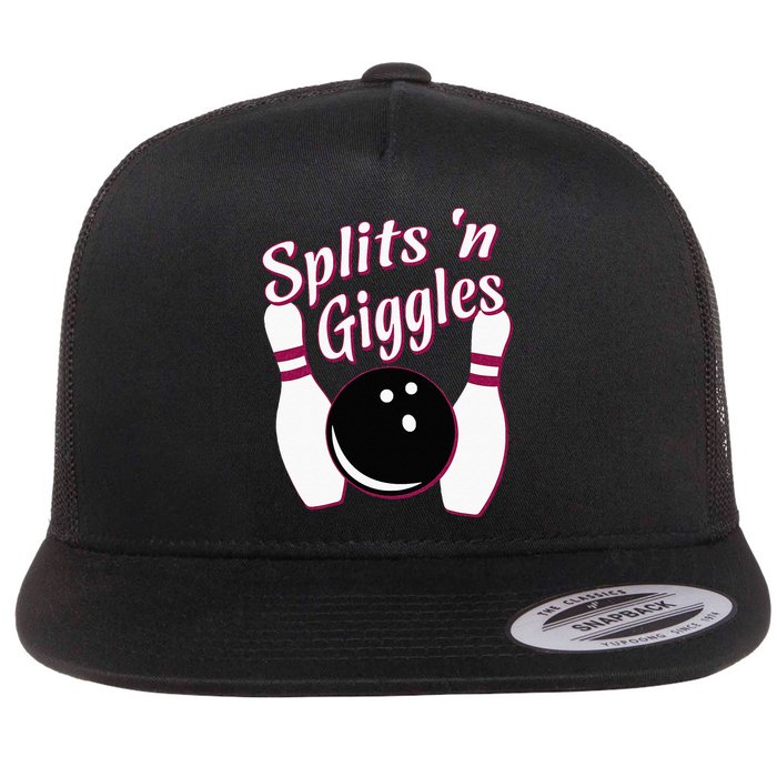 Funny Bowling Team Splits N Giggles Flat Bill Trucker Hat