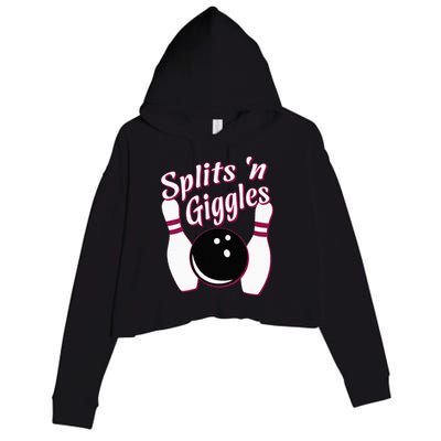 Funny Bowling Team Splits N Giggles Crop Fleece Hoodie