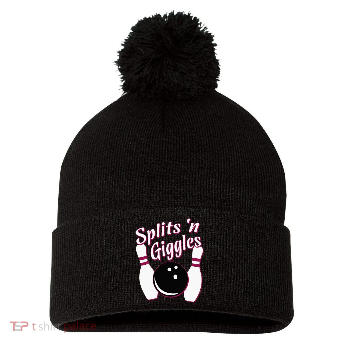Funny Bowling Team Splits N Giggles Pom Pom 12in Knit Beanie