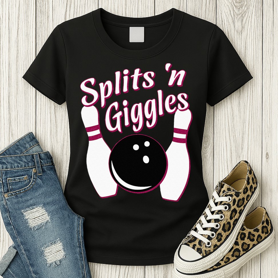 Funny Bowling Team Splits N Giggles Womens T-Shirt