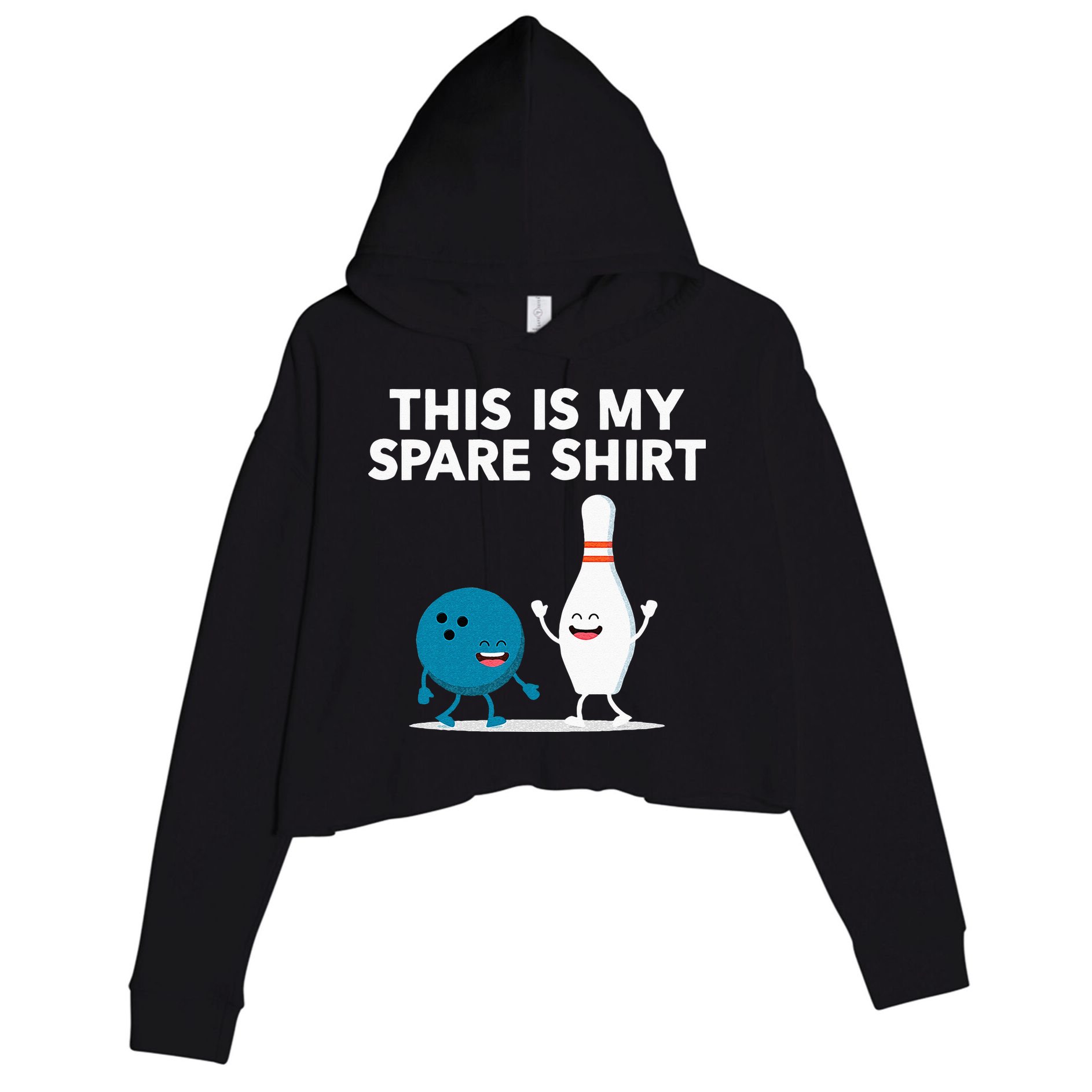 Funny Bowling Tee For Men Women & Spare Crop Fleece Hoodie