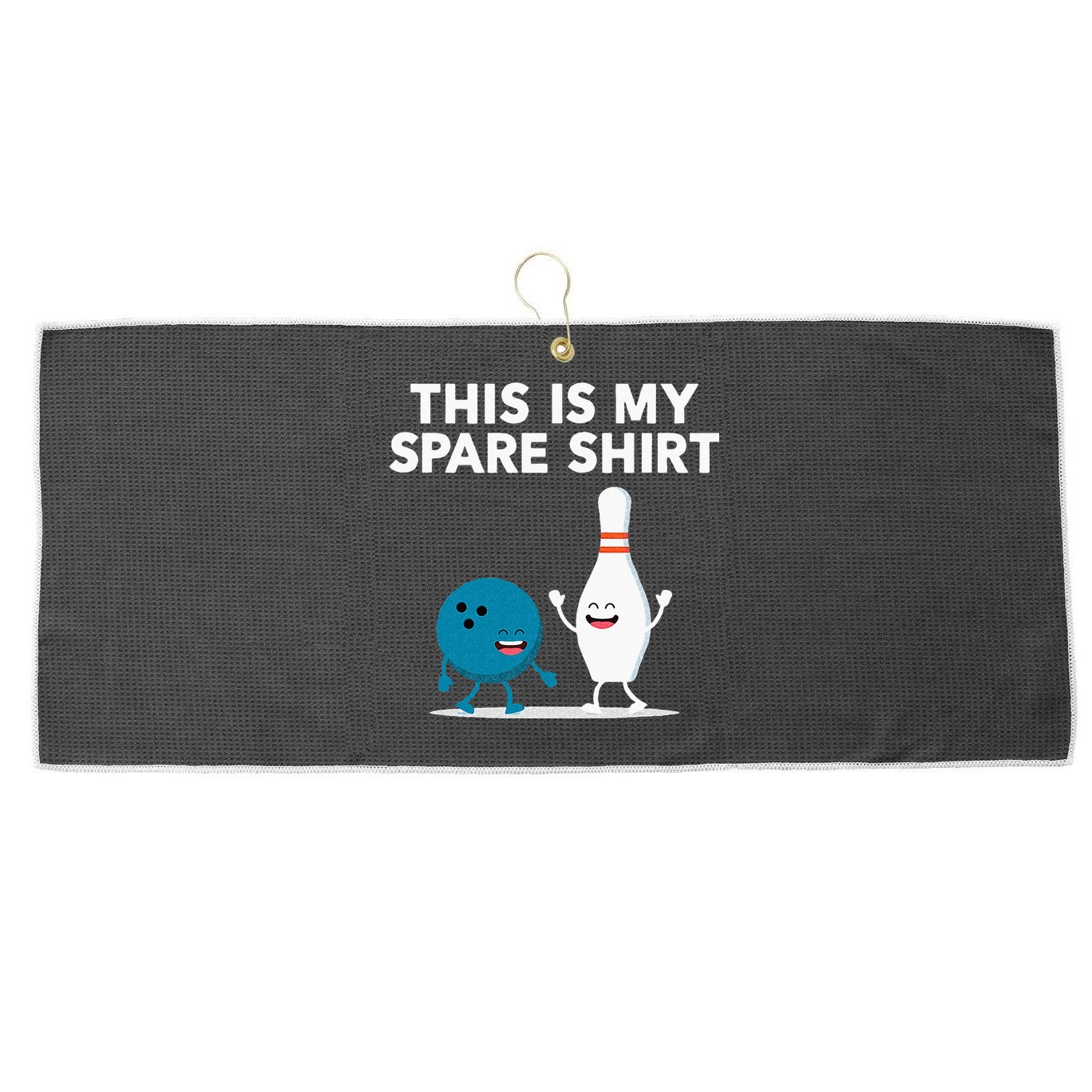 Funny Bowling Tee For Men Women & Spare Large Microfiber Waffle Golf Towel