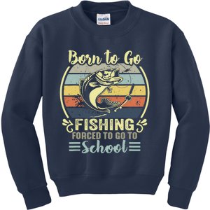 Funny Born To Go Fishing Bass Fish Fisherman Kids Sweatshirt