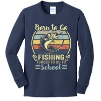 Funny Born To Go Fishing Bass Fish Fisherman Kids Long Sleeve Shirt