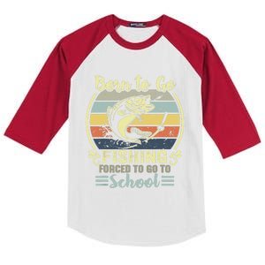 Funny Born To Go Fishing Bass Fish Fisherman Kids Colorblock Raglan Jersey