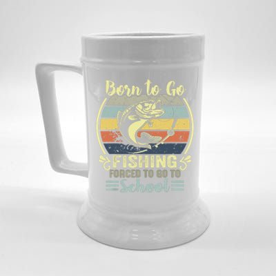 Funny Born To Go Fishing Bass Fish Fisherman Beer Stein