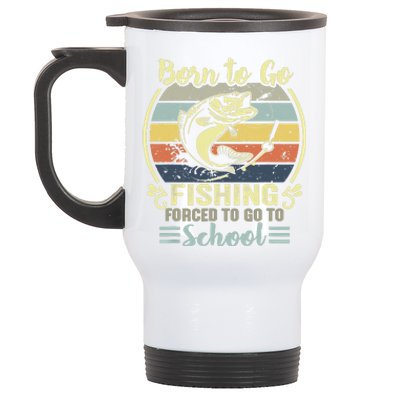 Funny Born To Go Fishing Bass Fish Fisherman Stainless Steel Travel Mug