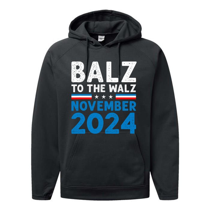 Funny Balz To The Walz Kamala Harris Tim Walz 2024 Performance Fleece Hoodie