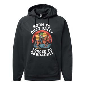 Frog Born To Dilly Dally Forced To Skedaddle Cow Performance Fleece Hoodie