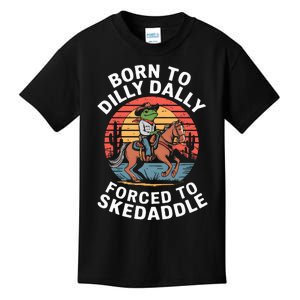 Frog Born To Dilly Dally Forced To Skedaddle Cow Kids T-Shirt