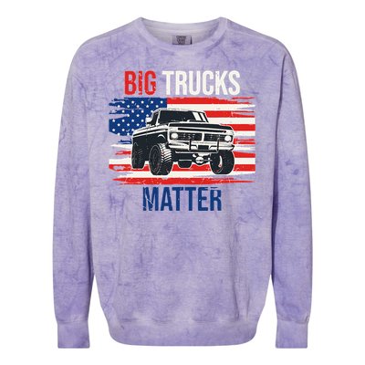 Funny Big Trucks Matter Love Lifted Truck American Flag Colorblast Crewneck Sweatshirt