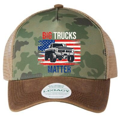 Funny Big Trucks Matter Love Lifted Truck American Flag Legacy Tie Dye Trucker Hat