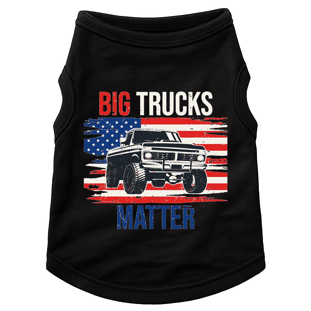Funny Big Trucks Matter Love Lifted Truck American Flag Doggie Tank