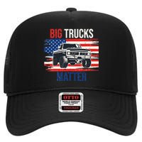 Funny Big Trucks Matter Love Lifted Truck American Flag High Crown Mesh Back Trucker Hat