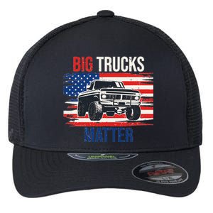 Funny Big Trucks Matter Love Lifted Truck American Flag Flexfit Unipanel Trucker Cap