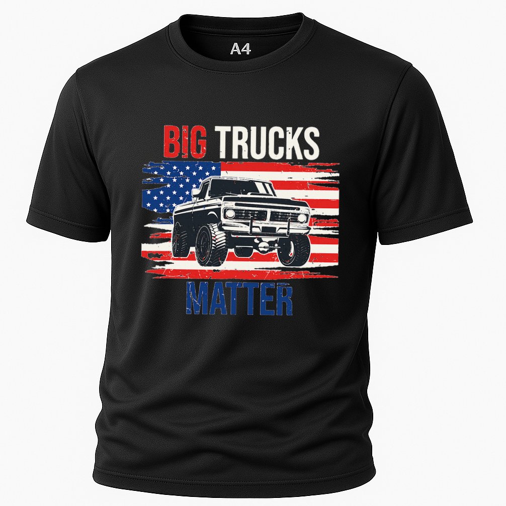 Funny Big Trucks Matter Love Lifted Truck American Flag Cooling Performance Crew T-Shirt