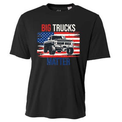 Funny Big Trucks Matter Love Lifted Truck American Flag Cooling Performance Crew T-Shirt