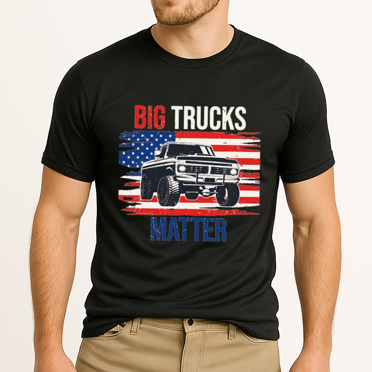 Funny Big Trucks Matter Love Lifted Truck American Flag Cooling Performance Crew T-Shirt