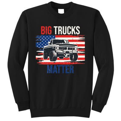 Funny Big Trucks Matter Love Lifted Truck American Flag Sweatshirt